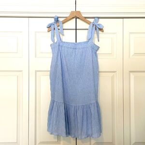 Blue and White Smocked Drop Waist Dress